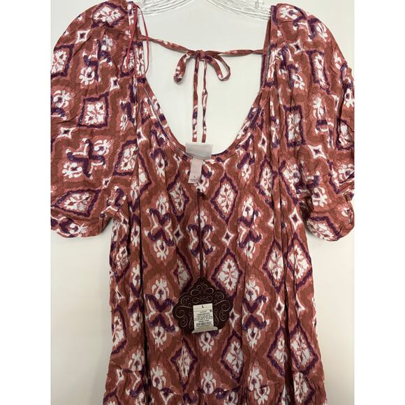 Knox Rose Tiered Midi Dress Women s Size Large Cottagecore Peasant New NWT - Picture 2 of 4